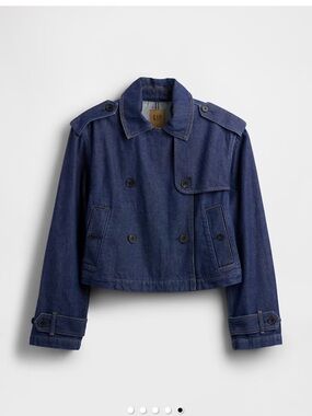 GAP UltraSoft Jacket Cropped Denim Trench Jacket NWOT
